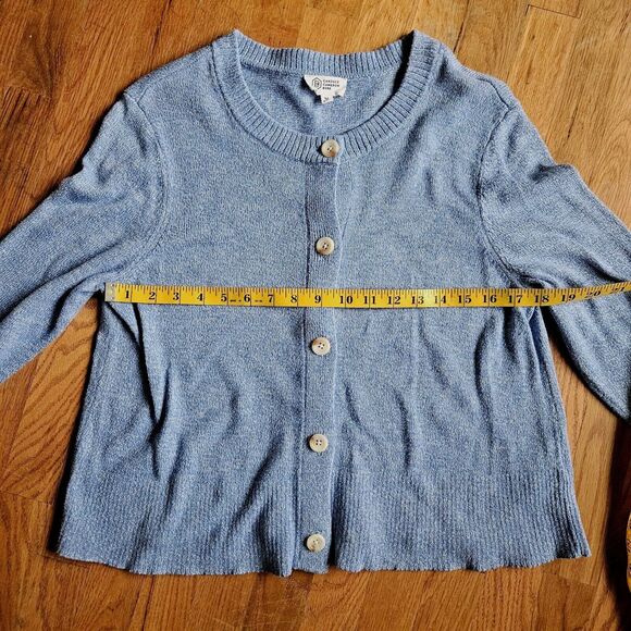 Candace Cameron Bure Cardigan Womens M Blue Cotton Sweater Classic‎ Minimalist - Picture 8 of 9